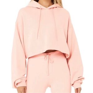 ALO Yoga Pink Oversized Cropped Sweatshirt